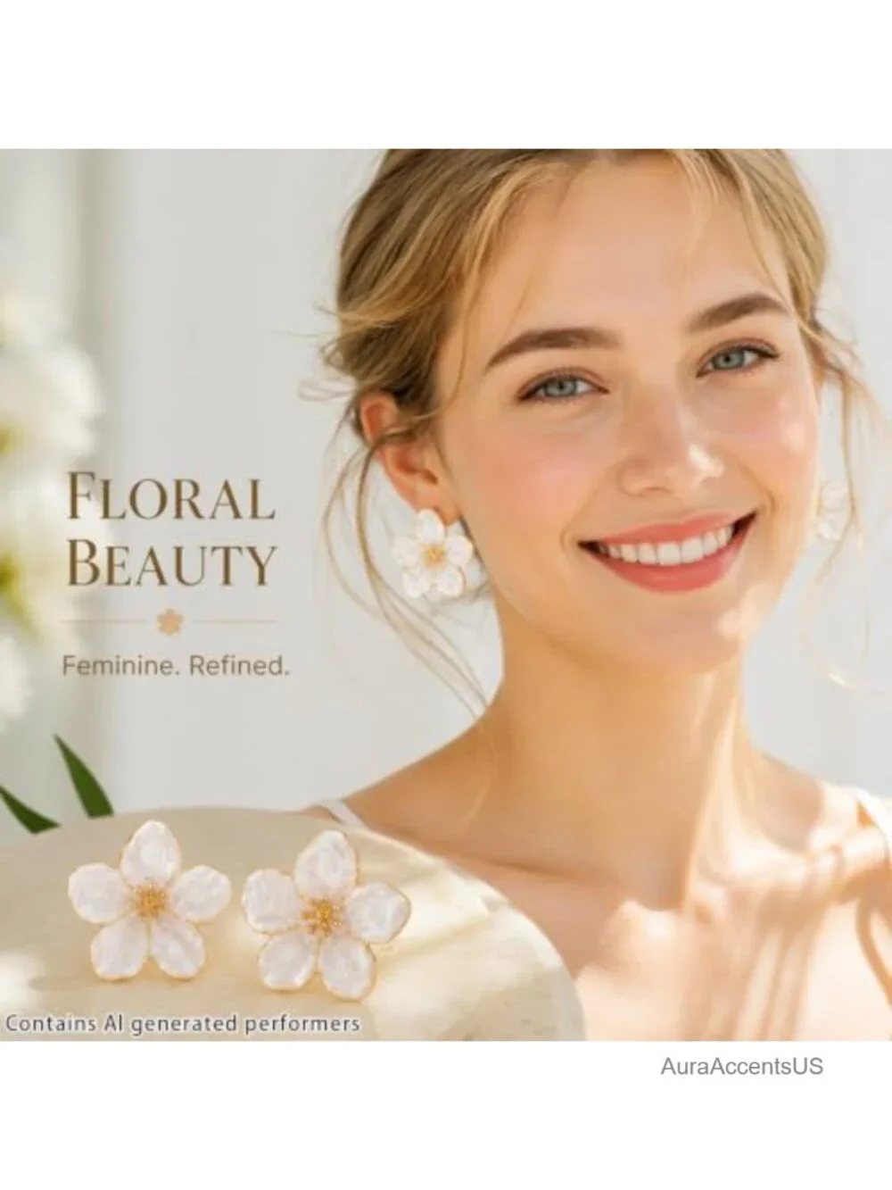 Large White Flower Drop Earrings for Women Boho Statement Jewelry